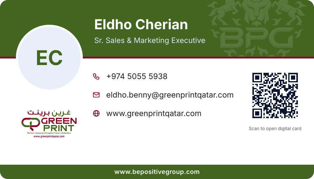 Business card of Eldho Cherian