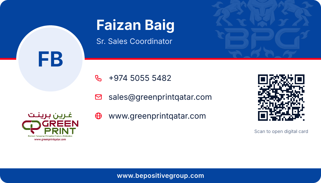 Business card of Faizan Baig