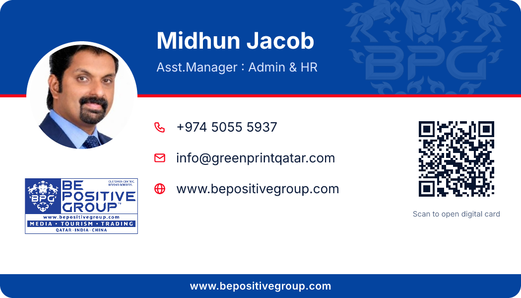 Business card of Midhun Jacob