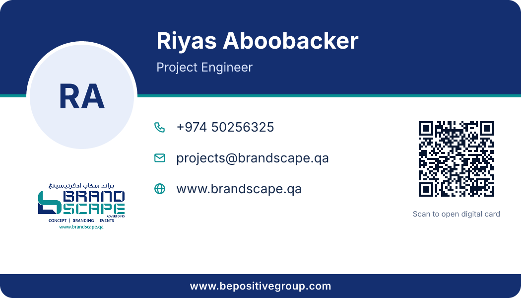 Business card of Riyas Aboobacker